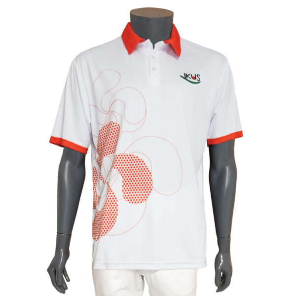 Polo Ikus blanc croix basque rouge logo poitrine