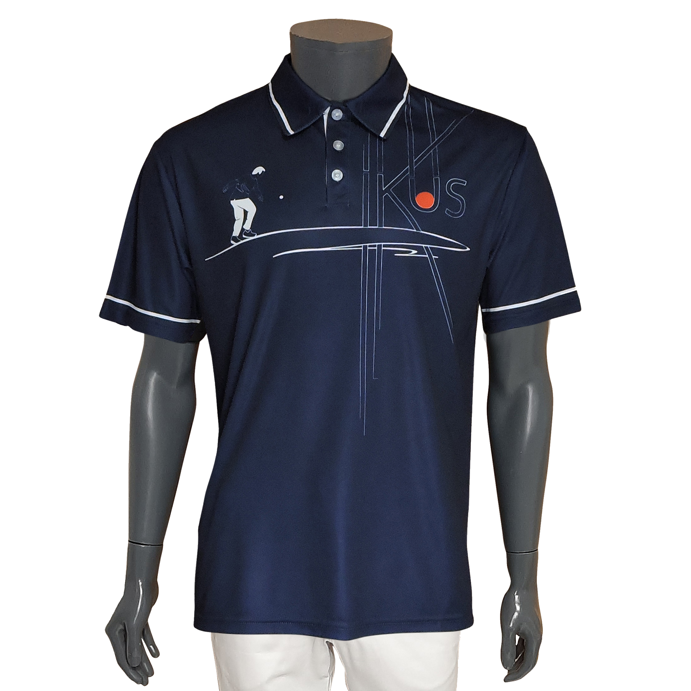 Polo Ikus pour la pelote basque motif main nue bleu marine