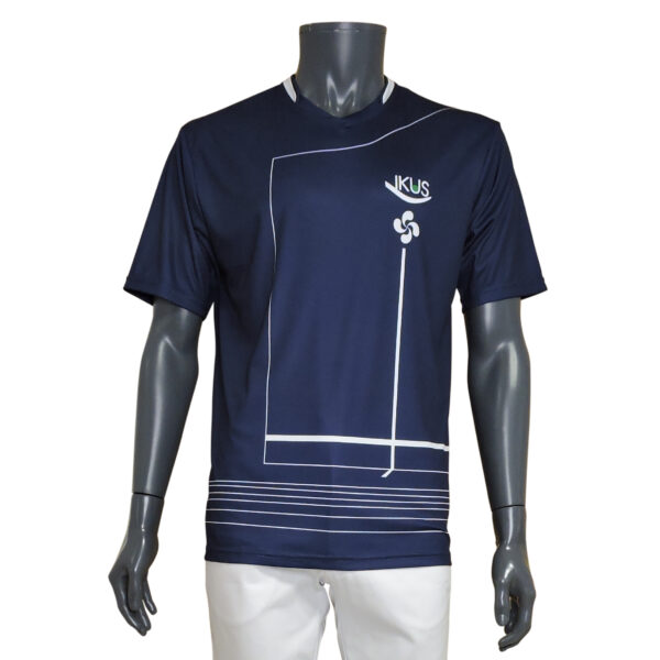 T-shirt Ikus bleu marine modèle fronton pour la pratique de la pelote basque